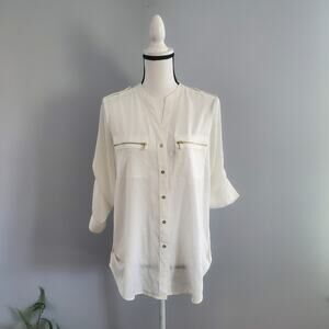 Calvin Klein White Button-Down Shirt Top S